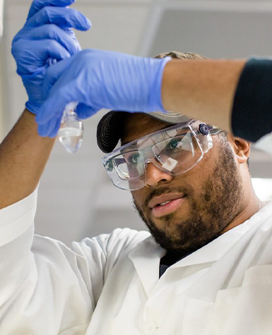 Kalamazoo College student working in a Dow Science Center lab.