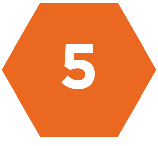 Hexagonal infographic showing the number 5.